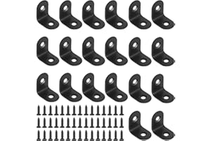 Glarks Lot de 20 équerres en L noires de 20 mm à angle droit pour chaise en bois, bibliothèque, planche, fenêtre, meuble (20 x 20 x 2 mm)