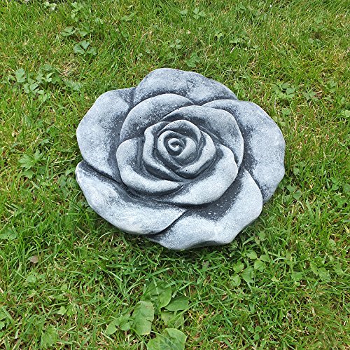 Steinfigur Steinblüte Blume Rose Steinrose Steinguss Gartendeko Frostfrei 19 cm