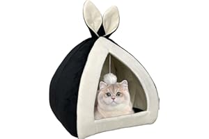 Vinnypet Niche pour Chat d’intérieur avec Lavable Oreiller Confortable Lit pour Animaux de Compagnie Tente pour Chat Panier Chat Maison avec Une Boule De Chat Amusante 32x32x36cm