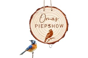 MELEAGER Geschenk für Oma, Vogelfutterhaus Wildvögel, Holz Garten Deko, Hängende Meisenknödelhalter, Omas Piepshow zum Aufhängen für Garten Balkon (Doppelseitiges Muster)