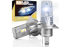 ANTEMOON Bombillas H4 LED para Coche, 90W 18000LM Lámpara Faros Delanteros Canbus 6000K Blanco con CSP Chips 12V 24V Sin Polaridad No Requiere Adaptador Kit de Conversión Halógena, 2 Piezas