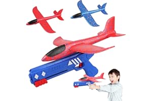 Xingsky 2 Pack Avion De Pistolet Jouet, Avion en Mousse avec Lanceur, Planeur en Mousse pour Enfants, Jouets de Sports de Plein Air pour Enfant pour Enfants Garçons Filles 3-10 Ans