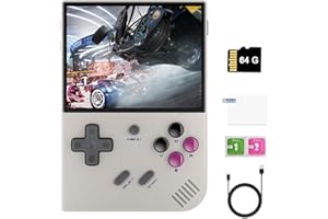 CAWEVON RG35XX Plus Console de jeu portable, écran IPS de 3,5", système Linux avec carte TF 64 Go pré-installée avec plus de 5500 jeux, batterie intégrée de 3300 mAh, prise en charge de la sortie TV HDMI 5G
