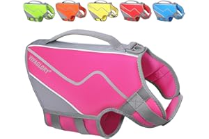 VIVAGLORY Life Jacket for Dogs of Sports Style, Heavy Duty Pet Safety Vest, Comfortable Neoprene Lifejackets with Hook & Loop Closure, Pink, XSmall