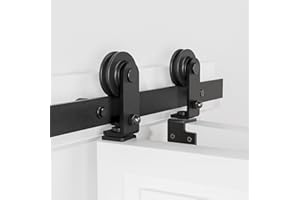 ETIASQSA 76CM/2.5FT Bi-Folding Sliding Barn Door Hardware Track Kit Heavy Duty for 2 Doors[Hardware Kit Only, No Door ]