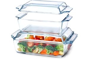 NUTRIUPS Zestaw 2 prostokątnych szklanych naczyń do zapiekania 1 l + 1,5 l ze szklaną pokrywką, szkło do pieczenia, kuchenka mikrofalowa, naczynie do zapiekanek, szklane naczynie do pieczenia z pokrywką (1 l +