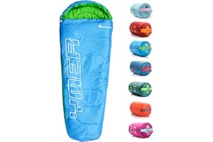 Sac de Couchage Enfant METEOR YMER – Sac Momie 160 cm – Léger – Chaud – Compact – Hollow Fibre – 3 Saisons – Camping et colonie