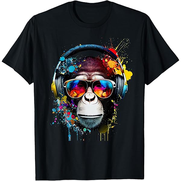 T Shirt Homme Monkey Unisex Men's Short Sleeve T-Shirt - Black, As Shown, 3XL Lc Waikiki