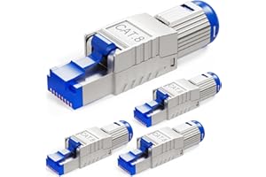 hb-digital 4X CAT.8 RJ-45 wtyczka sieciowa na zacisku tnącym (LSA) *pozłacane styki (50u)* LAN Gigabit Connector beznarzędziowe zaciskanie do kabli instalacyjnych CAT8 CAT7 CAT6a DSL Internet Ethernet