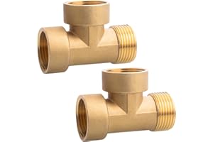 BEATIFIC 2 pezzi a T da 1 pollici, 1" in ottone a T 90°, raccordo filettato IGxIGxAG in ottone, raccordo a T in ottone, raccordo a T a 3 vie, adatto per acqua potabile