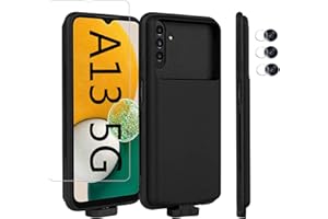 FRATERNIZE Akku-Schutzhülle für Samsung Galaxy A13 5G, schlanke Powerbank, tragbar, schützend, erweiterter Akku, Ladehülle für Galaxy A13 5G, mit Displayschutzfolie, Kameralinsenschutz,