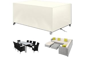 GYCQRS Housse Salon de Jardin Exterieur, 420D Oxford Tissu Imperméable Bâche de Meubles d'extérieur, Housse de Table Jardin Rectangulaire, Housse de Protection pour Mobilier Anti-UV, Beige (240x120x80cm)