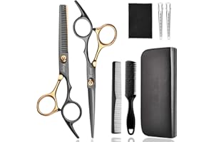 ‎FCYSY Friseurschere Haarschneideschere Effilierschere Set, Fcysy Friseur Scheren Professionell Haarschere set, Schere Haare Schneiden Frisör Schere Haarschere Kinder Hund Effilierschere Friseur Profi- Gold