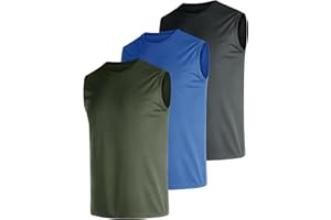 E-LIINJOYE Men's 3 ＆ 5 Pack Dry Fit Quick Dry Tech Performance Sleeveless Running T Shirts Mesh Sport Gym Bodybuilding Tank Tops