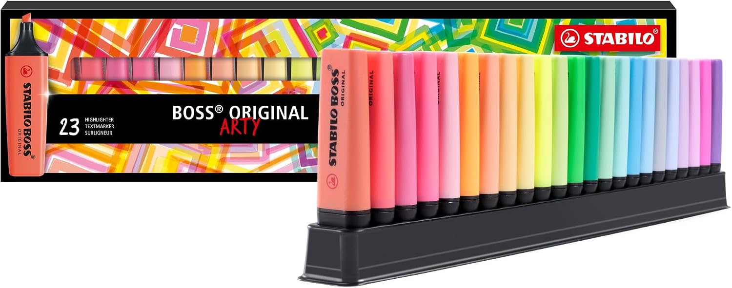 STABILO - surligneur - BOSS ORIGINAL | Edition ARTY - set de bureau x 23 - coloris fluo et pastel assortis