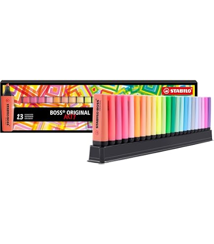 Set De Bureau STABILO BOSS ORIGINAL - 15 Surligneurs (fluo, Pastel, Nature + Noir) - Fabriqué En Allemagne - 9