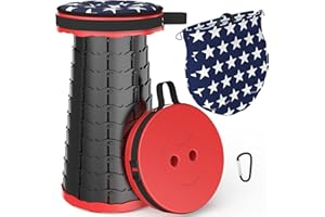 ALEVMOOM Tabouret Pliant Portable avec Coussin,Tabouret de Camping pour Adultes,Tabouret de Camping Télescopique Tabouret Pliable pour La Pêche BBQ Intérieur Activités Plein Air Charge 440 LB
