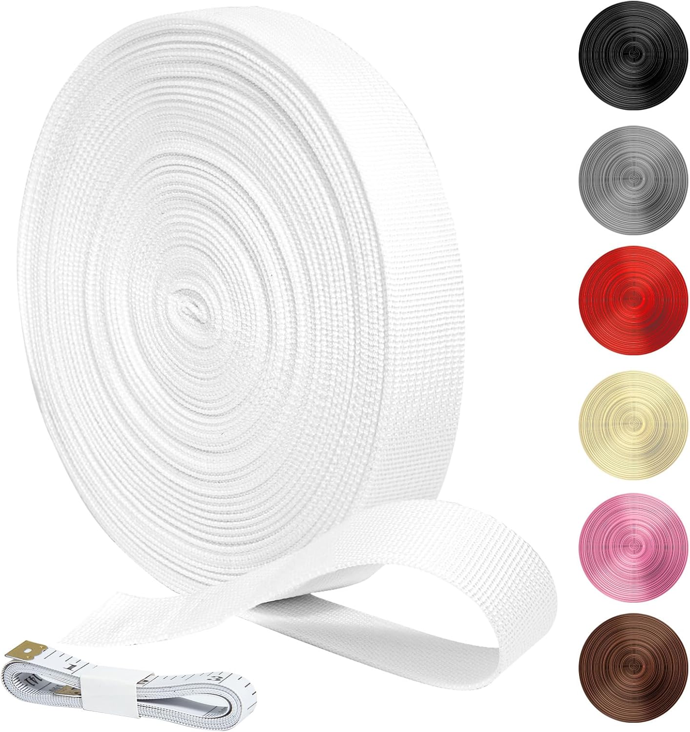 KINETOX 20M Cinta de Mochila y Correa de Polipropileno 30 mm Blanca Cincha Resistente por Metros para Manualidades Bricolaje Bolsas Mochilas Cinturones Camping y Correa para Perros