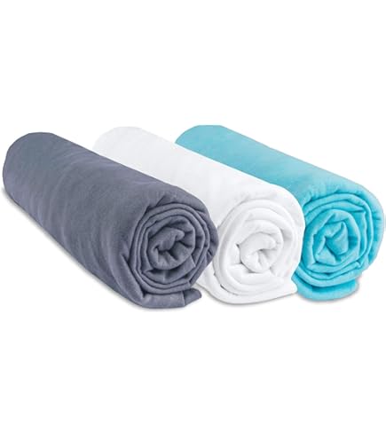 Algodón Suave OEKO-TEX Juego De 3 Sábanas Para Cuna 70x140 Cm - Algodón Suave, Elástico, Diseño Anís Blanco Turquesa - Oeko-Tex Sábanas Cuna Algodón