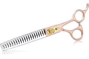 Dream Reach Tijeras profesionales de aseo para mascotas de 7 pulgadas, acero japonés 440C, rectas y curvadas, para adelgazar y chunker, tijeras para perro gato y más mascotas (tijeras de 17,78 cm)