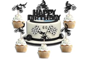 palasasa Pack of 26 Motorcycle Cake Decorations, Motorcycle Cake Toppers, Happy Birthday Motorcycle Cake Toppers, Decoration for Men, Boys, Birthday, Sports Theme, Party Decoration