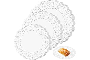Bewudy 150 Pcs Paper Doilies Assorted Sizes, White Lace Doilies, 6.5 inch 7.5 inch and 8.5 inch Doilies for Food Crafts Parties Wedding Birthday Tableware Decoration(6.5 7.5 8.5 inch)