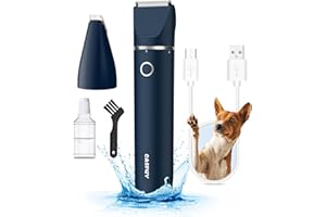 Casfuy Cordless Dog Paw Trimmer - Low Noise Dog Clippers with Double Blades USB Rechargeable Grooming Clipper for Dogs Cats and Small Pets for Trimming Hair Around Paws, Eyes, Ears, Face, Rump