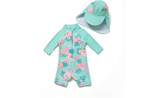 BONVERANO Bañador Bebé Niña Manga 3/4 UV 50 + Bañador Enterizo