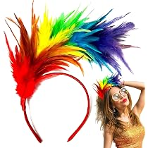 Bunter Regenbogen-Feder-Haarreif – Elastisch & Auffällig Für Karneval, Hochzeit & Cosplay