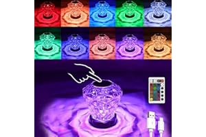 MUMISUTO Kryształowa lampka, sterowanie dotykowe, róża, lampa kryształowa, 16 kolorów, ściemniana lampka nocna, lampka dotykowa z przyłączem typu C i pilotem zdalnego sterowania, do sypialni (lampa z