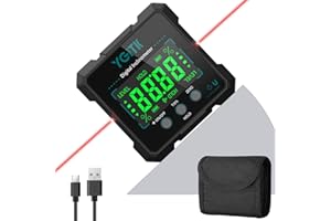 YGiTK Digitaler Winkelmesser LCD Neigungsmesser 4-Seitiges Magnetisch Wasserwaage IP54 Wasserdicht Wiederaufladbar mit Type-C Ladekabel Bevel Box für Holzarbeiten Dekoration DIY