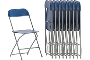 Flash Furniture Hercules Series Plastic Folding Chair-10 Pack 650LB Weight Capacity, Blue, Set of 10