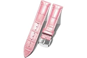BINLUN Bracelet de Montre en Cuir Crocodile Véritable Remplacement Montre Bracelet à Dégagement Rapide Etanche 10 Couleurs 13 Tailles pour Hommes Femmes Boucle au Choix Doré/Rose-Or/Argent(10-24mm)