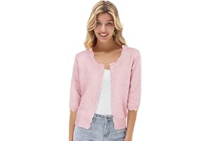 GRACE KARIN Letni kardigan dla kobiet UK vintage wydrążony rękaw 3/4 guziki sweter codzienna dzianina biurowa