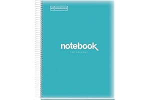 Miquelrius - Taccuino A4 Quaderno Emotions, 160 Pagine 90 g/m², Griglia 5 x 5 mm, 8 Strisce colorate, Spirale microforata, Copertina in polipropilene, 4 Fori, Quaderno a griglia, Blu Cielo