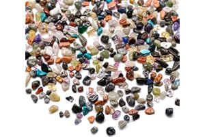 BOMULEZG 400 perlas irregulares de piedra natural para enhebrar piedras preciosas con chip de piedras preciosas con agujero piedras preciosas para manualidades, joyas, decoración del hogar, Navidad (mixto)