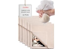 Etamine Alimentaire, CHUNBAI® 6 Pezzi Cheese Cloth 50 x 50cm, Mousseline, Mousseline Alimentaire, Etamine, Cheesecloth, Etamine a Confiture, Filtre Alimentaire, Etamine Confiture, étamine (tissu)