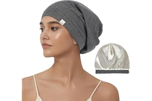 Hat Hut Seidenhaube zum Schlafen Satin Schlafmütze für Locken Haar Silk Bonnet Schlafkappe Slouchy Beanie Mütze für Frauen Männer