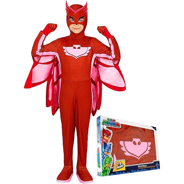 Disfraz De Capa Roja De Owlette Para Niños 3-7 Años | Incluye Máscara Y Muñequera | Ideal Para Fiestas Y Juego De Imitación