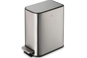 RED FACTOR Petite Poubelle à Pédale Fine 5L en Acier Inoxydable – Couvercle à Fermeture Douce et Seau Intérieur Amovible pour Salle de Bain, Cuisine ou Bureau (Gris Métallique)