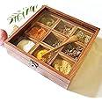 Acewood Storage Containers/Spice Box With Spoon In Sheesham Wood - Wooden Masala Box/Spice Rack Organizer/Spice Jars For Kitchen/Spice Containers/Diwali gift.