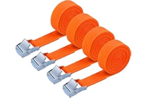 URAQT Tie Down Straps, 4 Pack Heavy Duty Tensioning Belts, 3M Adjustable Cargo Straps Ratchet Straps for Motorcycle, Cargo, Trucks, Trailer, Luggage, 250kg Loading Capacity, Quick Release (Orange)