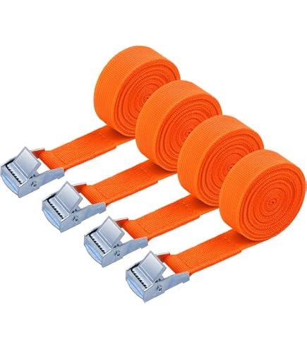 Azarxis Spanngurt Set 4 Stück – Klemmschnallengurt 25mm Breite, 200 Kg Belastbarkeit, 1,5 M Länge – Ohne Haken Für Lackfreundliches Fixieren