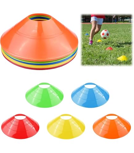 Marqueurs D'Entraînement Football - 10 Disques Numérotés Antidérapants | Agilité, Coordination | Pour Terrain, Gymnase