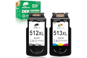 COLORETTO Cartucho de Tinta Remanufacturado para Canon PG-512XL CL-513XL 511XL 510XL 512 513 511 510 XL (1 Negro,1 Tricolor) Compatible con Pixma mp250 mp230 mp280 ip2700 mp240 mp495 mx410 Impresoras