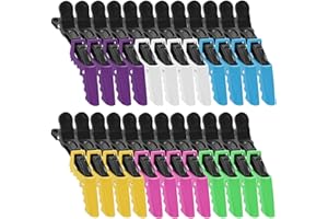 WOUMON 24 Stück Abteilklammern Friseur, Kunststoff Haarspangen, Professional Krokodil Haar Clips für Salon Friseur (Farbe2)