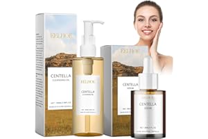 YCAAEO 2 Pièces Centella Skincare avec Centella Cleansing Oil + Centella Serum,Centella Ampoule,Centella Light Huile de Nettoyage,Centella Madagascar,Pour Les Filles et Les Femmes à la Peau Sensible