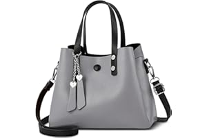 DORRISO Sac à Main Femmes Mode Pendentif Sac Bandoulière Cuir PU Sac Bandoulière Travailler Voyage Décontracté Quotidien Portable Femmes Sac à Main Gris