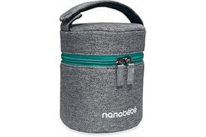 NANOBÉBÉ Nanobebe Sac isotherme pour biberon et sac de voyage avec poche de glace incluse Gris