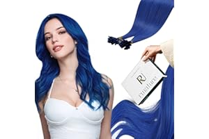 RUNATURE Extension Capelli Veri Cheratina 25s 20g 35cm Blu Extension Cheratina Invisibile #Blue